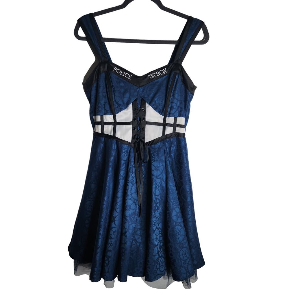 Hot Topic Blue and Black TARDIS-Inspired Mini Dress - Picture 1 of 8